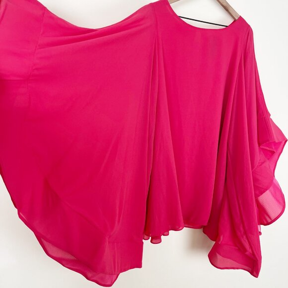 Vintage Ruffle Wide Flare Bell Sleeve Tunic Mini Dress Mod Barbiecore Barbie 70s - Picture 7 of 12